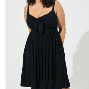 Torrid Black Poplin Tie-Front Skater Dress